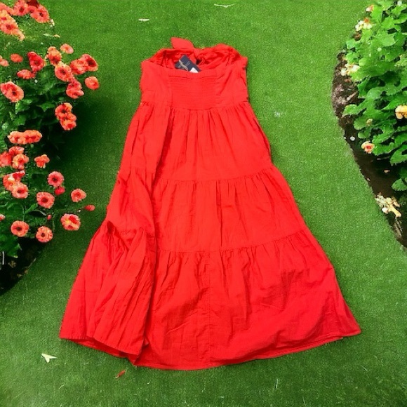 NWT Universal Thread Coral Strapless Cotton Midi Dress - Picture 2 of 15